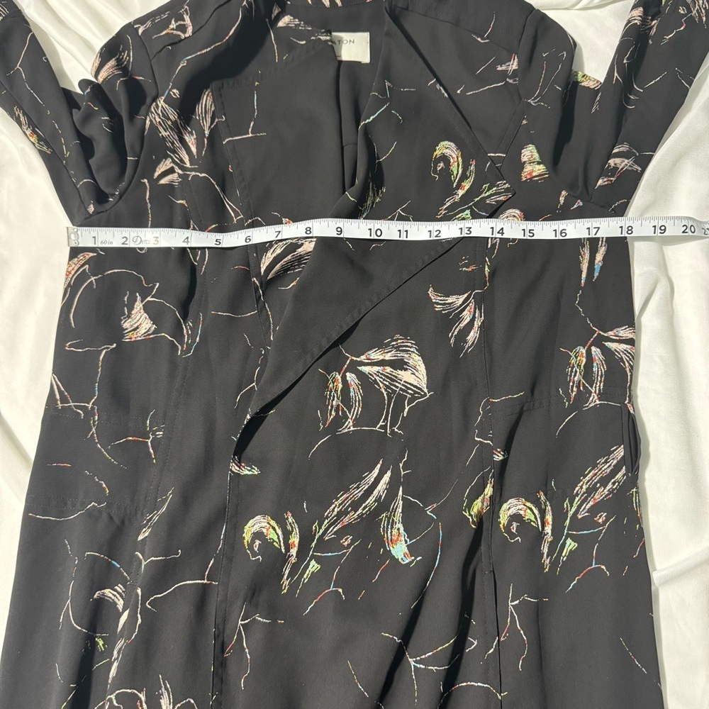 Aritzia Babaton Quincy Black Floral Trench Coat Pockets Tie Closure Size Small - Picture 11 of 14